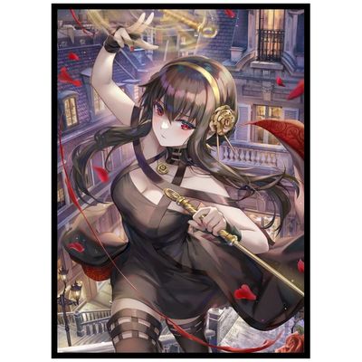 60ct (Yor Forger) 67x 92 mm Holographic Flashing Top Loading Trading Card Sleeves Deck Protector for MTG/TCG/PTCG Art Anime Printing Card Sleeves Protectors