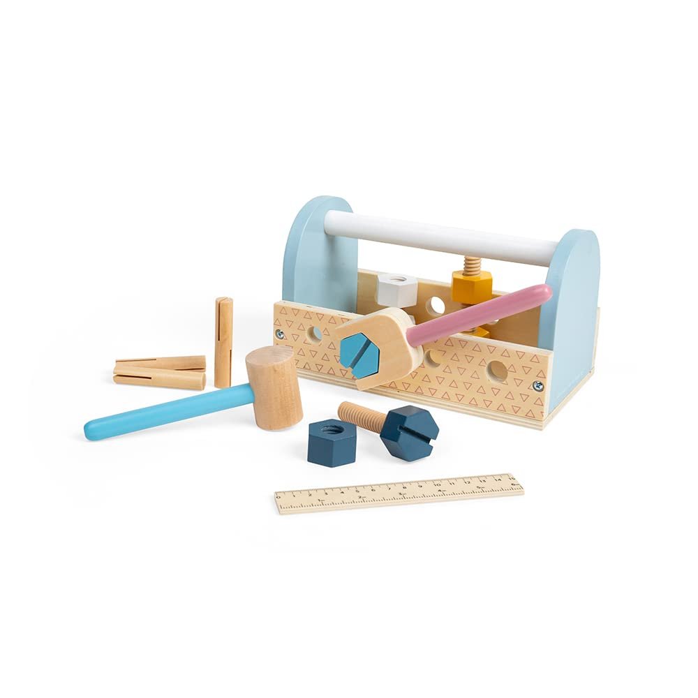 Bigjigs Toys FSC Certified My First Tool Box - 12 Piece Toddler Tool Set for 18+ Months, Eco-Friendly Construction Toys, Sustainable Wooden Toy Tool Set