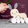 Bigjigs Toys FSC Certified Bunny & Baby Pull Along Toy - Eco-Friendly Rabbit Pull Along with Cord & Baby Bunny Push-Along, Quality Pull Along Toys for 1 Year Olds, Wooden Baby Toys view 3