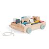 Bigjigs Toys FSC Certified Brick Pull Along Cart - Wooden Pull Along Wagon with Baby Blocks for 18 Months +, Sustainable Pull Along Toy & Wooden Baby Walker, Educational Shape Game view 1
