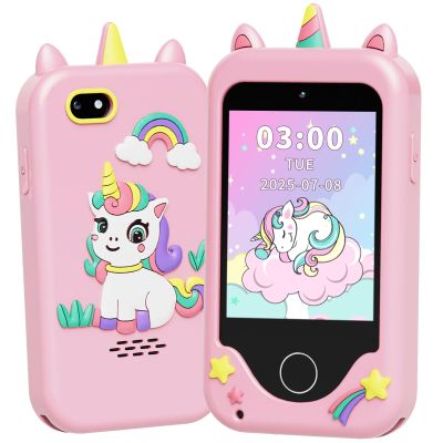 Kids Phone Toys for 3-6 Year Olds Girls, Touchscreen Kids Cell Phone with Dual Camera, MP3 Music Player, Games, Habit Tracker Toddler Phone Learning Toy Birthday Gifts for Girls Age 3 4 5 6 7 8