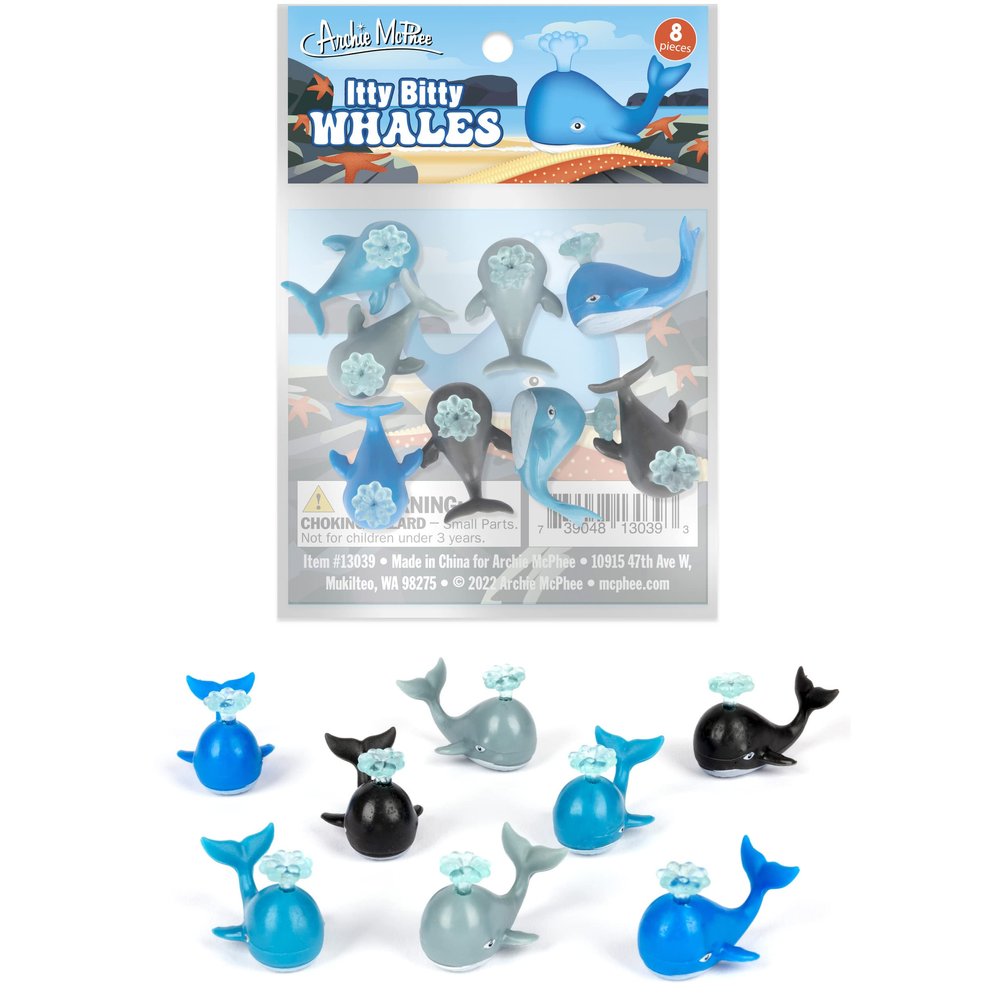 Accoutrements Archie McPhee Itty Bitty Whales 8 Pack