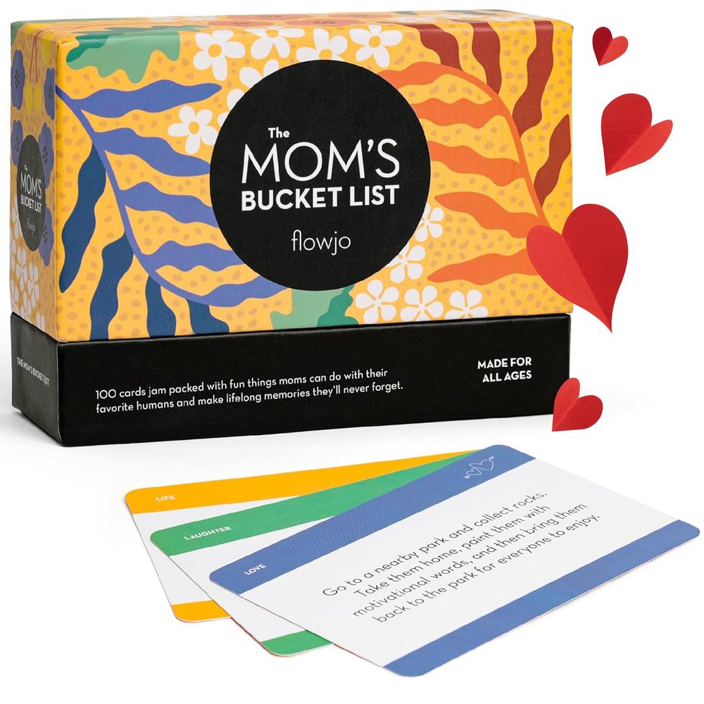 Flowjo The Mom's Bucket List Card Games: 100 Fun and Engaging Family Activities for Building Stronger Bonds and Creating Lasting Memories | Great Gift for Any Mom in Your Life!