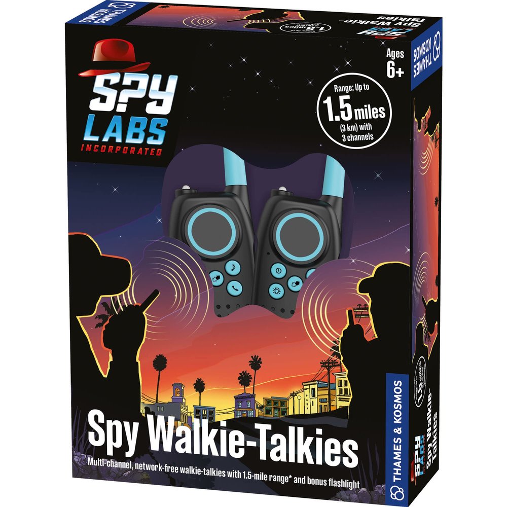 Spy Labs Inc: Spy Walkie-Talkies by Thames & Kosmos | 2 Hand-held, 2-way Transceivers & Flashlight | 3 Channels, 1.5 Mile Range | Essential Tool from The Detective Gear Experts for Young Investigators