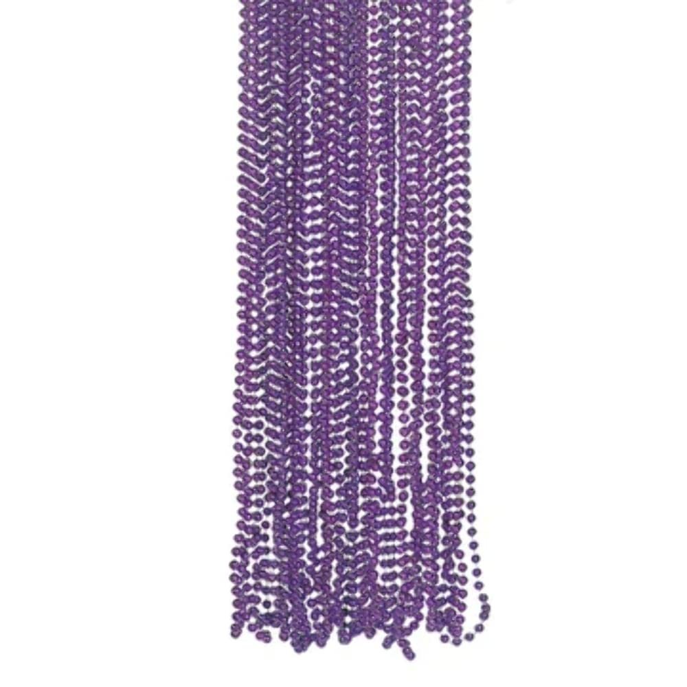 12 Pack (48 pieces) Purple Mardi Gras Bead Necklaces