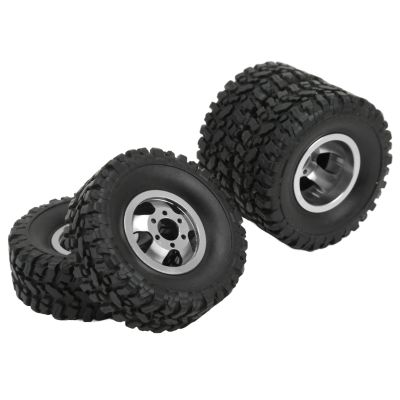 Bnineteenteam 4WD Rubber Tires Aluminum Alloy Wheel Hub for C14 C24 B14 B24 B16 B36 1/16 RC Car Upgrade Part (Silver)