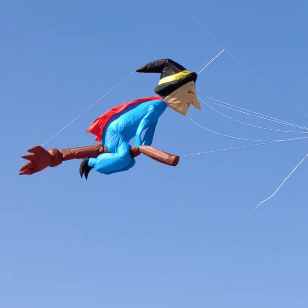 3D Solid Soft Inflatable Wizard Kite Line Laundry for Adults Giant Blue Wizard Show Kite Pendant
