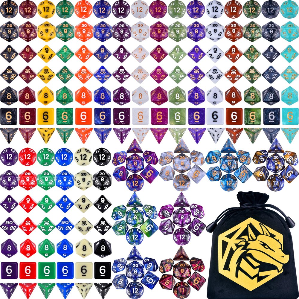 Amiven DND Dice Sets 30 x 7 (210pcs) Polyhedral RPG Dice for Dungeons and Dragons Tabletop Role Playing Adventure Games, with a Large Drawstring Bag