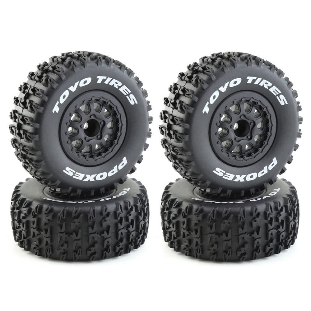 4Pcs 112mm 1/10 Short Course Tires Tyre Wheel with 12mm Hex for Slash Arrma SENTON VKAR 10SC RC Car