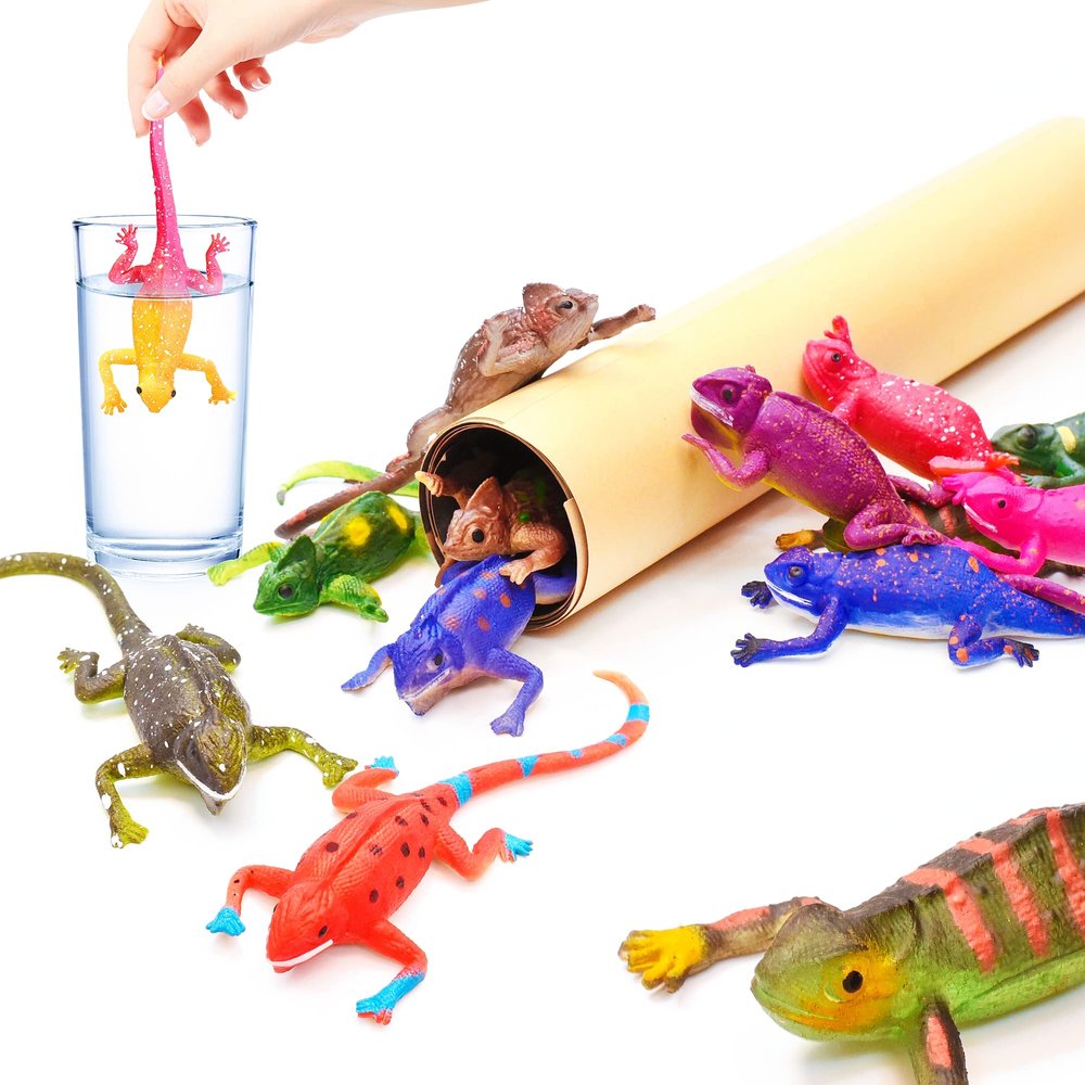 YiliUsAnwU 10 PCS Lizard Water Toys, Color Changing Chameleon Toys, Stretchy Animal, for 3 Years and up, for Goodie Bag Fillers,Classroom Rewards, Kids Easter Basket