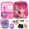 Ecore Fun 5 Items 18 inch Dolls Bag Set and Accessories Including 18 Inch Doll Clothes, Shoes, Sunglasses, Doll Backpack and Toy Dog view 1