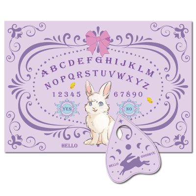 CREATCABIN Rabbit Easter Wood Spirit Board Pendulum Board Wooden Talking Boards with Planchette Dowsing Divination Spirit Hunt Metaphysical Message Decor for Wicca 11.8 x 8.3 Inch(Purple)