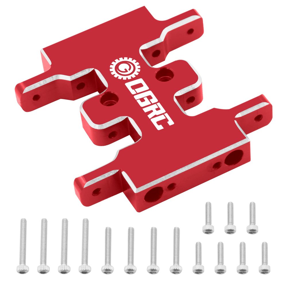 OGRC Aluminum Alloy Gearbox Mount Transmission Plate Gearbox Base Upgrade Parts for SCX24 C10 JLU Deadbolt Gladiator Bronco Axial 1/24 Crawler Car (Red)