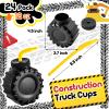 Amyhill 24 Pieces 12 oz Construction Monster Truck Shaped Cups Set Party Favors Truck Construction Cups with Orange Straw Birthday Halloween Christmas Supplies Decoration Plastic for Kids Party view 2