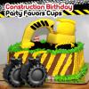 Amyhill 24 Pieces 12 oz Construction Monster Truck Shaped Cups Set Party Favors Truck Construction Cups with Orange Straw Birthday Halloween Christmas Supplies Decoration Plastic for Kids Party view 4