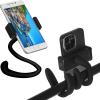 Amylove 2 Pcs Stroller Phone Holder Portable Cell Phone Holder Stand Universal Stroller Accessories for Parent Baby Toddler Cellphone Clamp with Non Slip Silicone Arm Grip(Black,Novel) view 1