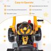 OLAKIDS Kids Ride On Excavator Digger Cart, 12V Battery Powered Construction Tractor with Working Bucket, Horn, Battery Powered Front Loader Digger for Toddlers, Pretend Play Toy Car (Orange) view 3