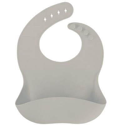 Aiden's Corner Baby Infant Boys Girls Silicone Bibs for Infants Toddlers BPA Free Unisex Soft Adjustable Fit With Catcher Washable Waterproof Feeding Bibs (Gray)