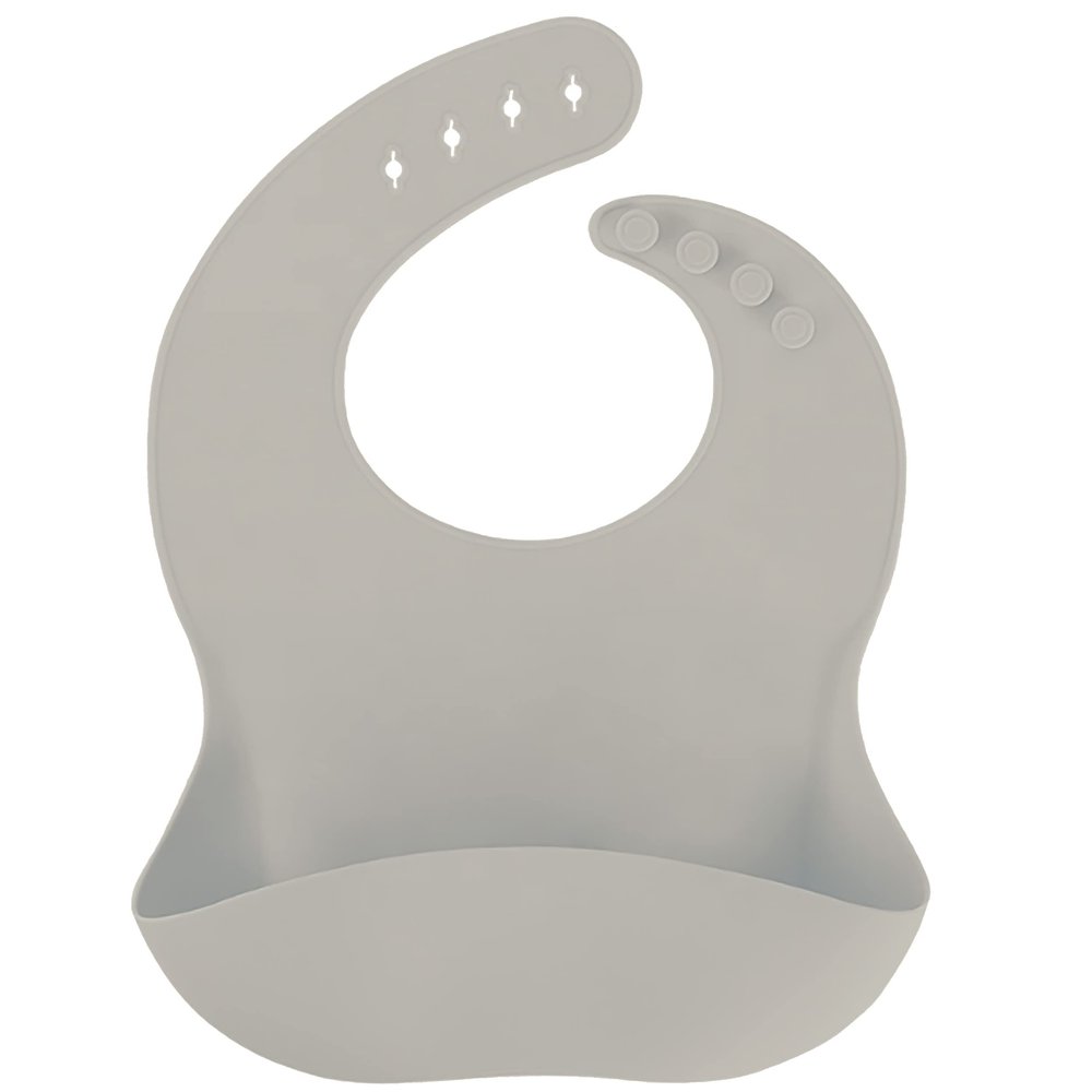 Aiden's Corner Baby Infant Boys Girls Silicone Bibs for Infants Toddlers BPA Free Unisex Soft Adjustable Fit With Catcher Washable Waterproof Feeding Bibs (Gray)