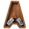 Piggy Bank for Kids Boys Girls, Wooden Large Letter Piggy Bank Alphabet Money Bank with Initial A, Coin Bank Fun Gifts for Birthday, Christmas, Festival, Baby Shower view 2