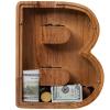 Piggy Bank for Kids Boys Girls, Wooden Large Letter Piggy Bank Alphabet Money Bank with Initial B, Coin Bank Fun Gifts for Birthday, Christmas, Festival, Baby Shower view 2
