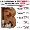 Piggy Bank for Kids Boys Girls, Wooden Large Letter Piggy Bank Alphabet Money Bank with Initial B, Coin Bank Fun Gifts for Birthday, Christmas, Festival, Baby Shower view 4