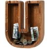 Piggy Bank for Kids Boys Girls, Wooden Large Letter Piggy Bank Alphabet Money Bank with Initial U, Coin Bank Fun Gifts for Birthday, Christmas, Festival, Baby Shower view 1