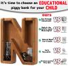 Piggy Bank for Kids Boys Girls, Wooden Large Letter Piggy Bank Alphabet Money Bank with Initial N, Coin Bank Fun Gifts for Birthday, Christmas, Festival, Baby Shower view 4