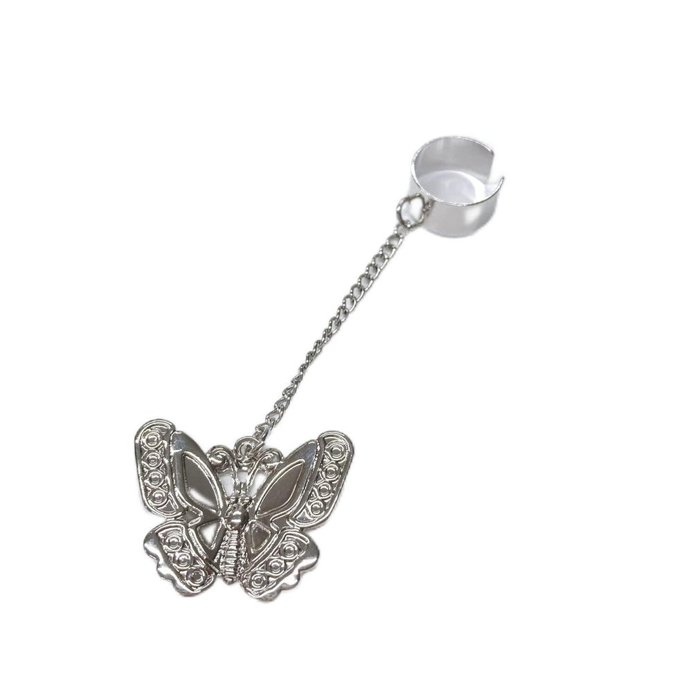 Minakute mnct Butterfly & Chain Ear Cuff (Silver) Q5347