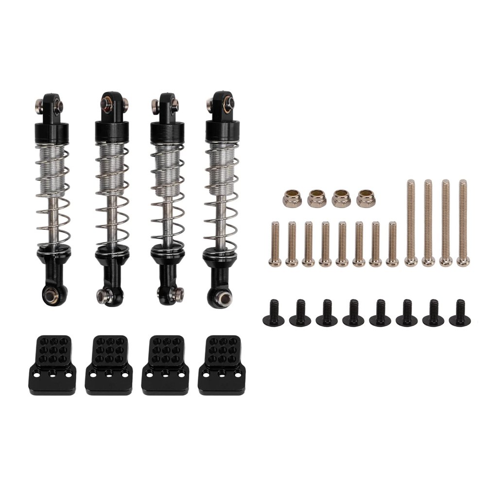 4Pcs RC Shock Absorber Set, Metal Adjustable Oil Shocks for 1/18 1/16 RC Crawler, Compatible with TRX4M, WPL C14 C24, MN D90, Axial Capra Upgrade Parts