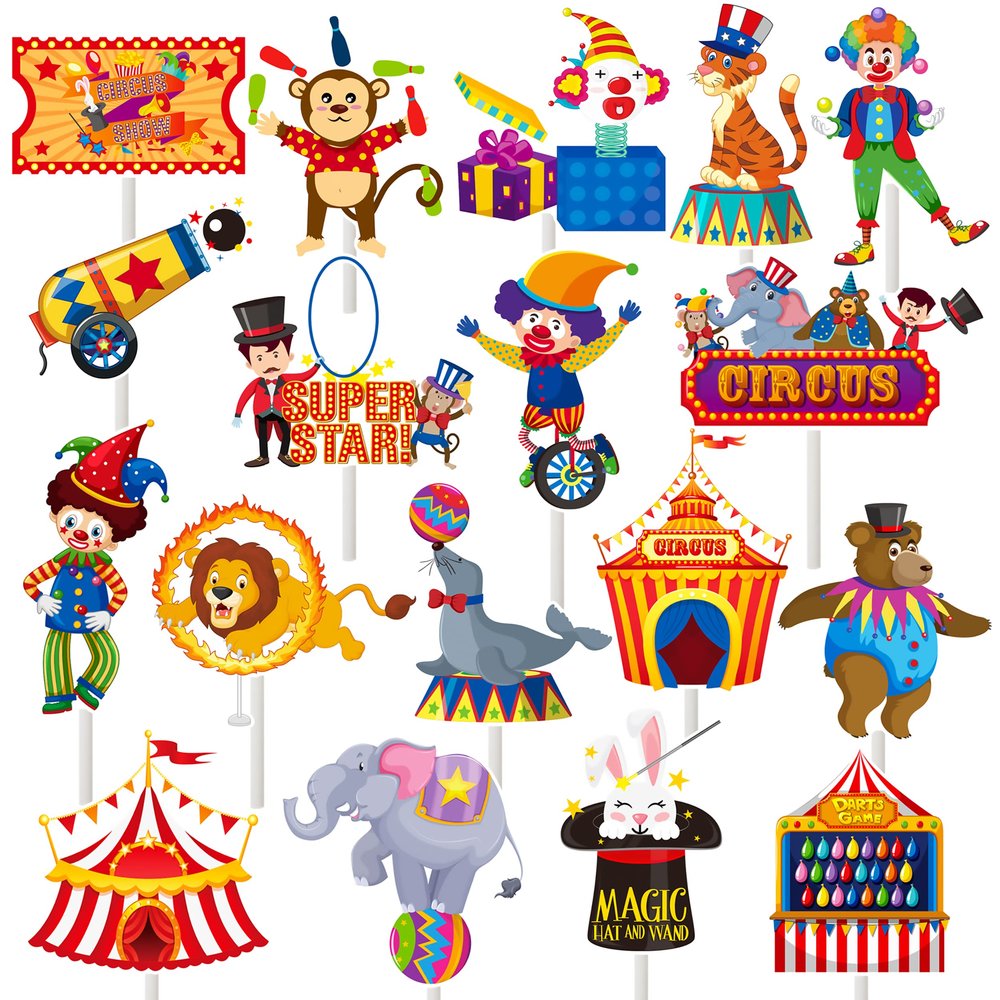 Circus Cupcake Toppers 36pcs - Carnival Party Decoration Cake Cupcake Picks for Circus Theme Birthday Party & Baby Shower