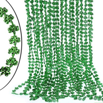 GIFTEXPRESS Green Shamrock Bead Necklaces - 72 Piece Party Favor Clover Beads for Men, Women & Kids - 33" Plastic Decoration Beaded Necklace - Bulk Pendant Accessories for St. Patricks Day, Mardi Gras & Christmas