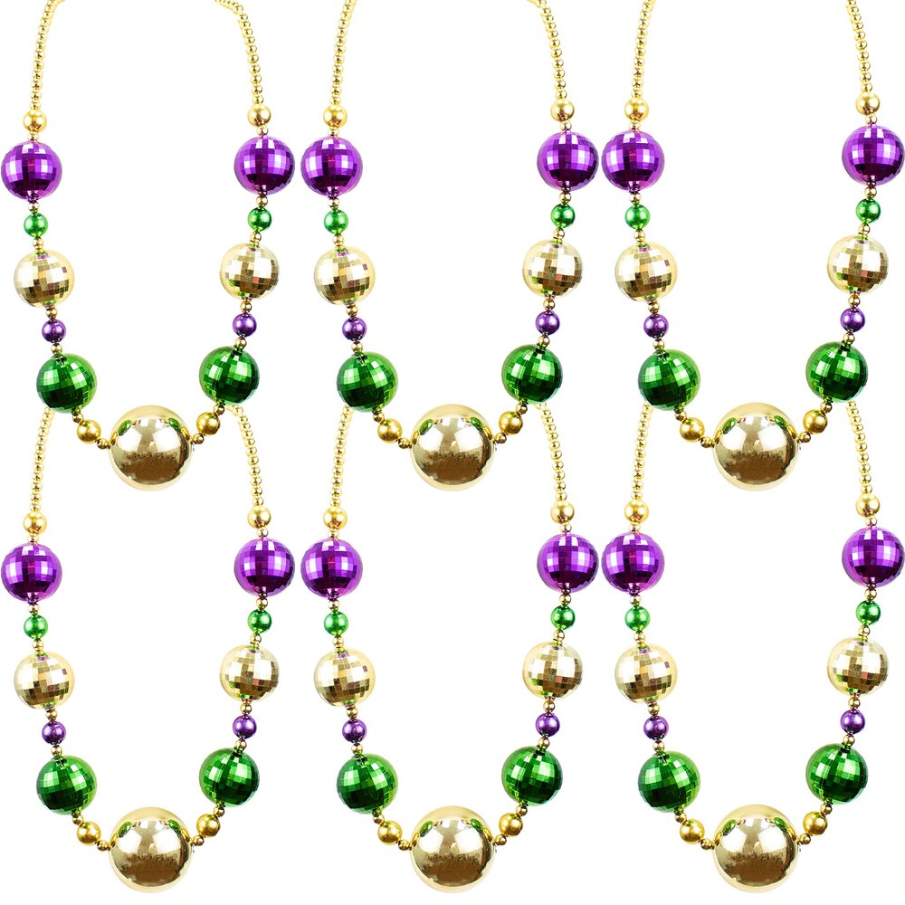 GiftExpress 6PC 44 Inch Jumbo Bead Necklace for Party Favors, Mardi Gras Festival, Parades