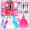 140 Pack 11.5 inch Doll and Closet Set - Fashion DIY Wardrobe Clothes and Accessories Including Doll, Wardrobe, Wedding Dress,Shoes, Necklace, Bags and More view 1