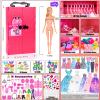140 Pack 11.5 inch Doll and Closet Set - Fashion DIY Wardrobe Clothes and Accessories Including Doll, Wardrobe, Wedding Dress,Shoes, Necklace, Bags and More view 2