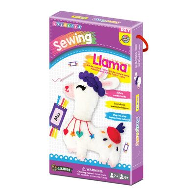 C.S. Kids Magic World DIY Personalised Sewing Kit - SA21 My Llama |Frist Sewing Arts & Crafts Gifts | Educational Sewing Kit for Kids(Safety Needle & Instruction Included)