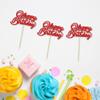 24Pcs Happy Birthday Cupcake Toppers Red Glitter Birthday Cupcake Food Picks for Celebrating Happy Birthday Party Cake Decorations Supplies view 3