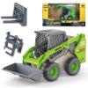 Qcar 3 in 1 Skid Steers Loader Construction Vehicles Toys,1:50 Scale Diecast Site Loader with Metal Forklift and Grab Shovel Set, Toy Trucks for Kids 8,9,10,11,12 Year Old and up(Green) view 1