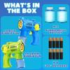 2-Pack Bubble Gun Set with Batteries  Automatic Bubble Blower Toys for Kids & Toddlers | 1 Blue + 1 Green Bubble Shooter with Solution Included | Outdoor Fun & Ready to Play view 2