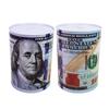 2 Pack of $100 Dollar Bill Piggy Bank 5 7/8" Tall Coin Saving Money Currency Benjamin Franklin Tin Can Banknote Jar view 1
