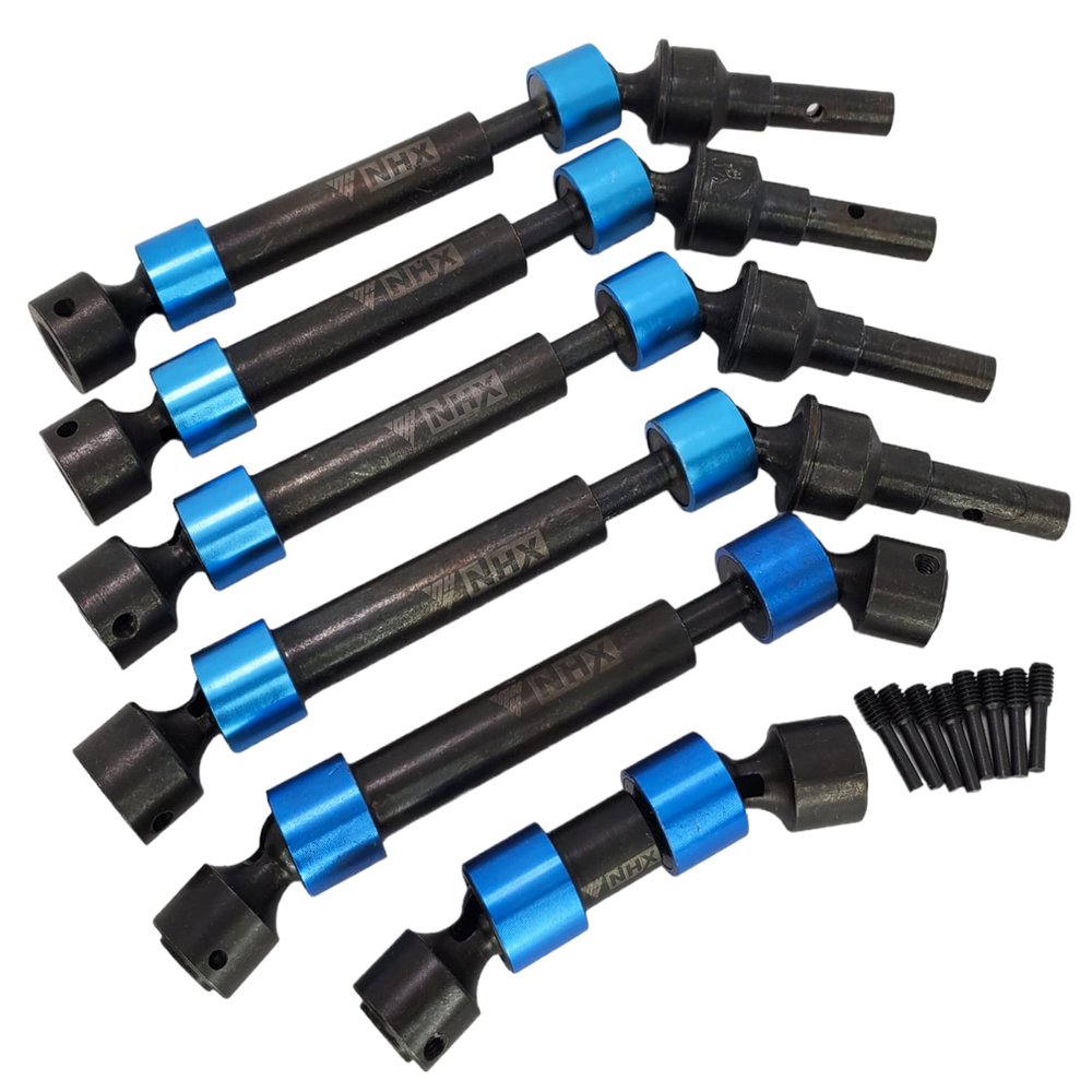 NHX RC Metal Steel Splined F/R & Center Drive Shafts CVD for E-Revo 2.0 -Blue