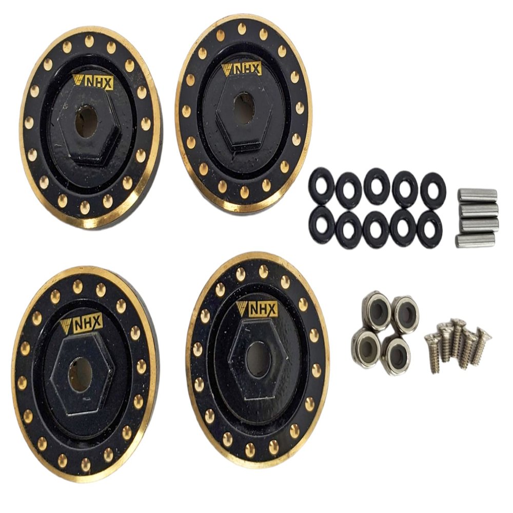 NHX RC Black Brass Wheel Weight w/Extended +2mm Hex Adaptor (4) for Axial SCX24
