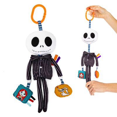 Kids Preferred Disney Baby Nightmare Before Christmas Jack Skellington On The Go Activity Toy with Teether, On The Go Clip, Bell Chime, and Pull Through Arms
