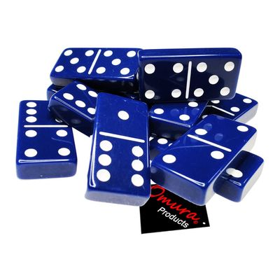 OMURA Games | Acrylic Double 6 Jumbo Dominoes Set | Color: Midnight Sapphire