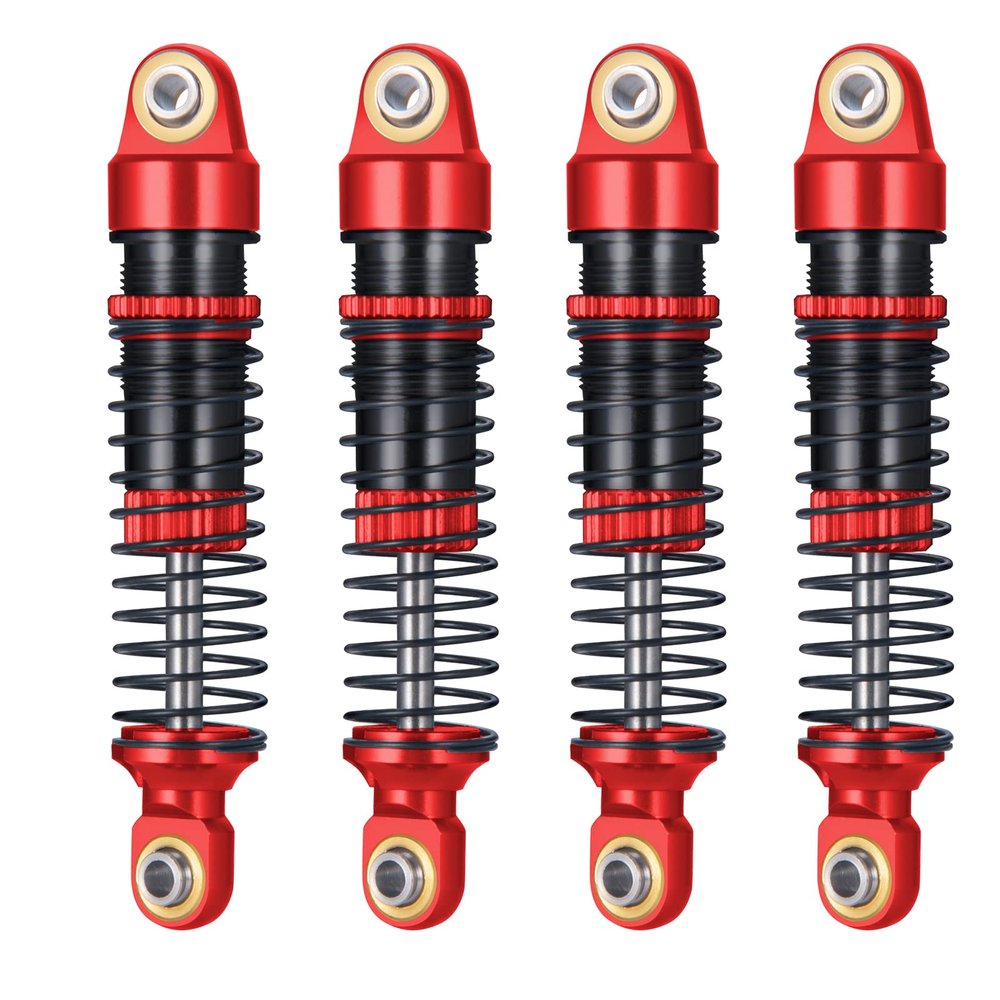RCLIONS 1/18th RC Shocks Adjustable Absorber Damper for TRX4M 1:18th RC Crawler Car Upgrades (Red)