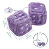 AuMoHall 2.36'' Retro Fuzzy Plush Dice Car Charm Square Plush Dice Rear View Mirror Hanging Ornament, Purple view 2