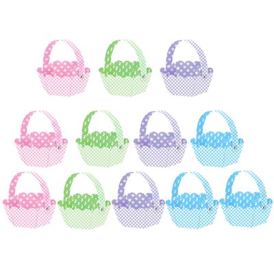 12pcs Easter Basket for Easter Party Egg Hunts Rabbit Egg Handbag Storage Basket with Nails for Adults Kids