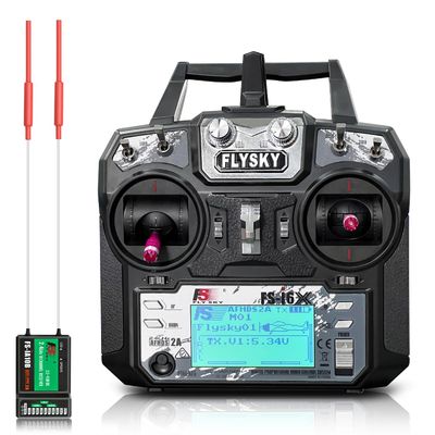 HAWK'S WORK Flysky FS-i6X 10Ch Transmitter with FS-iA10B Receiver, 2.4GHz RC Controller for RC Car Boat Airplane Helicopter Drone Robot & Construction Vehicle (Mode 2)