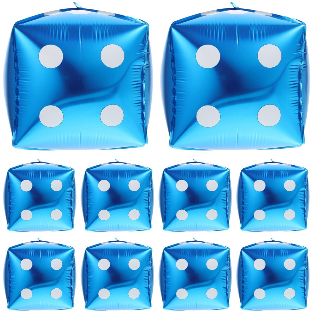 10pcs Dice Foil Balloons Theme Party Decorations Aluminum Film for Use for Celebrations and Photo Props Dice Design