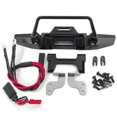 RCLIONS Aluminum Front Bumper with LED Lights for TRX4M Defender 1/18th RC Crawler Car Upgrades